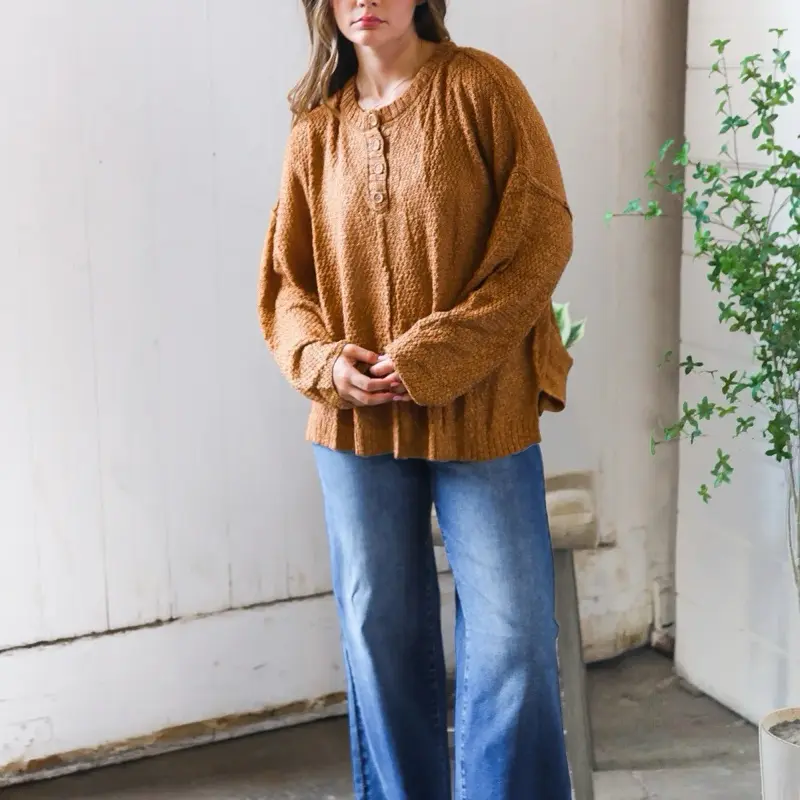Plus camel knit sweater