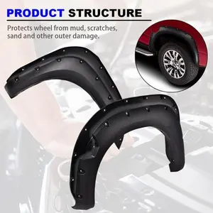CROSSDESIGN Pocket Style Matte Black Front & Rear Fender Flares Fit For Nissan Titan 2004-2015