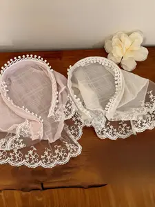 Women's Elegant Lace Trim Triangle Headscarf Headband, Sweet and Elegant Fabric Mesh Lace Hair Accessory, Fashion Hair Accessories for Women & Girls, Fashion Hair Scarves