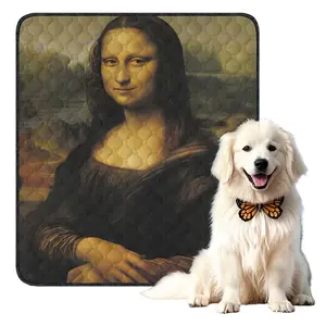 Oil Painting Style Washable Dog Mat, Reusable Large Medium Small Dog Pad, Pet Training Mat, Non-Slip Bottom, 1 Piece