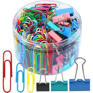 340PCS Assorted Size Colored Paper Clips and Binder Clips Set, Large Medium Small for Home School Office Supplies