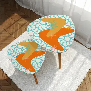 Atomic Boomerang Mid Century Modern Nesting Tables, Orange, Yellow, Teal MCM Furniture
