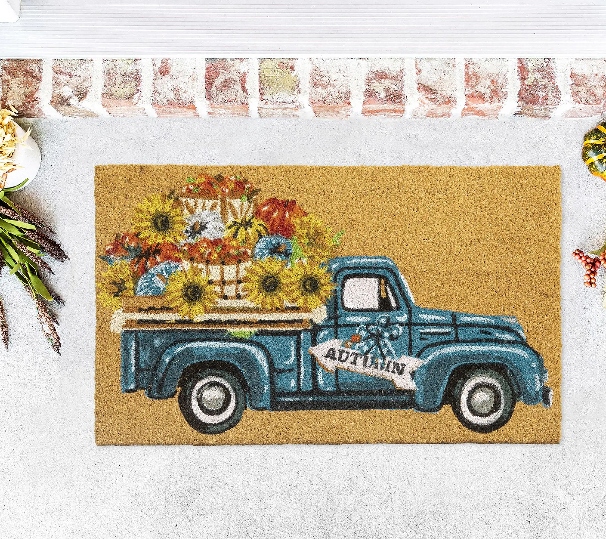 VCNY Home Multicolor Sunflower Truck Outdoor Coir Doormat VCNY Home Multicolor Sunflower Truck Outdoor Coir Doormat