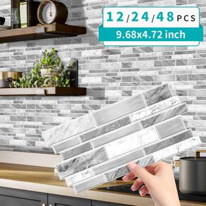 retro self-adhesive tile sticker, backsplash wall sticker, decorative striped marble vinyl bathroom kitchen home decor, diy seamless splicing sticker