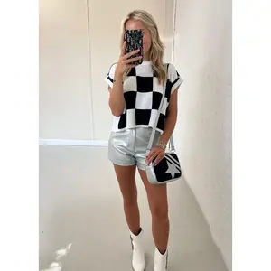 Checkered Sweater Vest - Navy