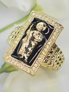Elegant Saint Jude Classic Religious Portrait Ring, Zirconia Inlaid, Cubic zirconia rings, Unisex Daily Wear Church Prayer Jewelry Gift