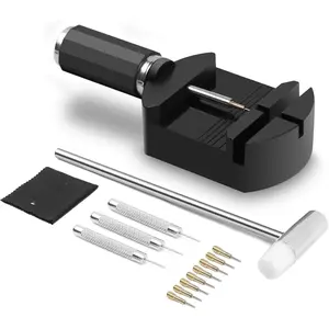 Watch Link Removal Kit, Watch Adjustment Band Resizing Tool Kit for Bracelet Replacement, Strap Sizing Adjuster with Pin Remover for Watchmaker Repair, Link Pin Removal Punch, Hammer