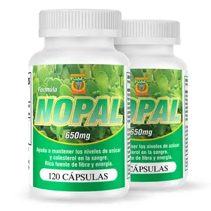 Capsulas de Nopal. Set de 2 frascos con 120 capsulas CADA uno. Puro y autentico. Control de azucar, ayuda a la Digestion,Reduce el colesterol, limpia el Colon