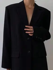 A women's classic suit version style loose casual single-breasted design loose suit jacket, suitable for autumn and winter, suitable for commuting OL style, retro Hong Kong style and other styles, Lapel Neck Blazer