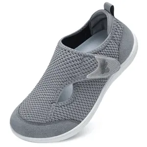 Women's Wide Width Diabetic Shoes Adjustable Breathable Zero Drop Barefoot Walking Sneakers for Arthritis Edema Feet