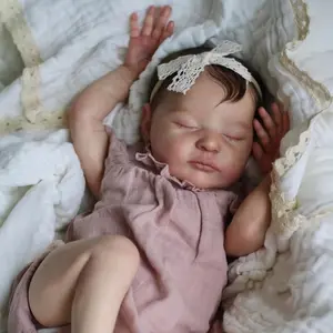 GUESSBELLY 50cm 3D-Paint Skin with Visible Veins Reborn Babies, 20inch Asleep Newborn Doll Baby Girl Toy with Cloth Body and Soft Vinyl Limbs Handmade Birthday Gift for Children 3+