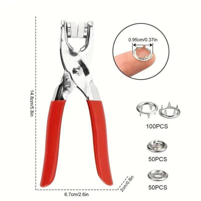 Including 100pcs Invisible Colored Metal Buckle & 1 Count Manual Pressure Pliers,Household Sewing Accessories for DIY Handicraft Clothing & Hat,Buttons & Pliers Tool Kit,Seamless Stitching Sewing Kit Tools,Sewing Supplies Crafts,No-Sew / Seamless