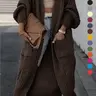 【Black Friday】Women's Solid Drop Shoulder Long Cardigan, Casual Long Sleeve Cardigan with Pockets, Ladies Drape Knit Sweater for Spring & Fall Daily Wear #GLOBAL PICKS