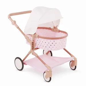 LullaBaby Double Stroller Pink Carriage with Golden Star Print