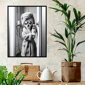 1pc Chihuahua Frameless Wall Art Poster, 12x16 Inch Cute Dog Bathroom Print, Funny Canvas Wall Decor for Home, Bedroom, Kitchen, Living Room, Hotel, Cafe, Office