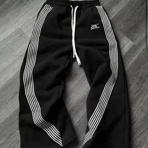 Baggy Streetwear Sweats with White Stripes on Sides for Comfortable Everyday Wear