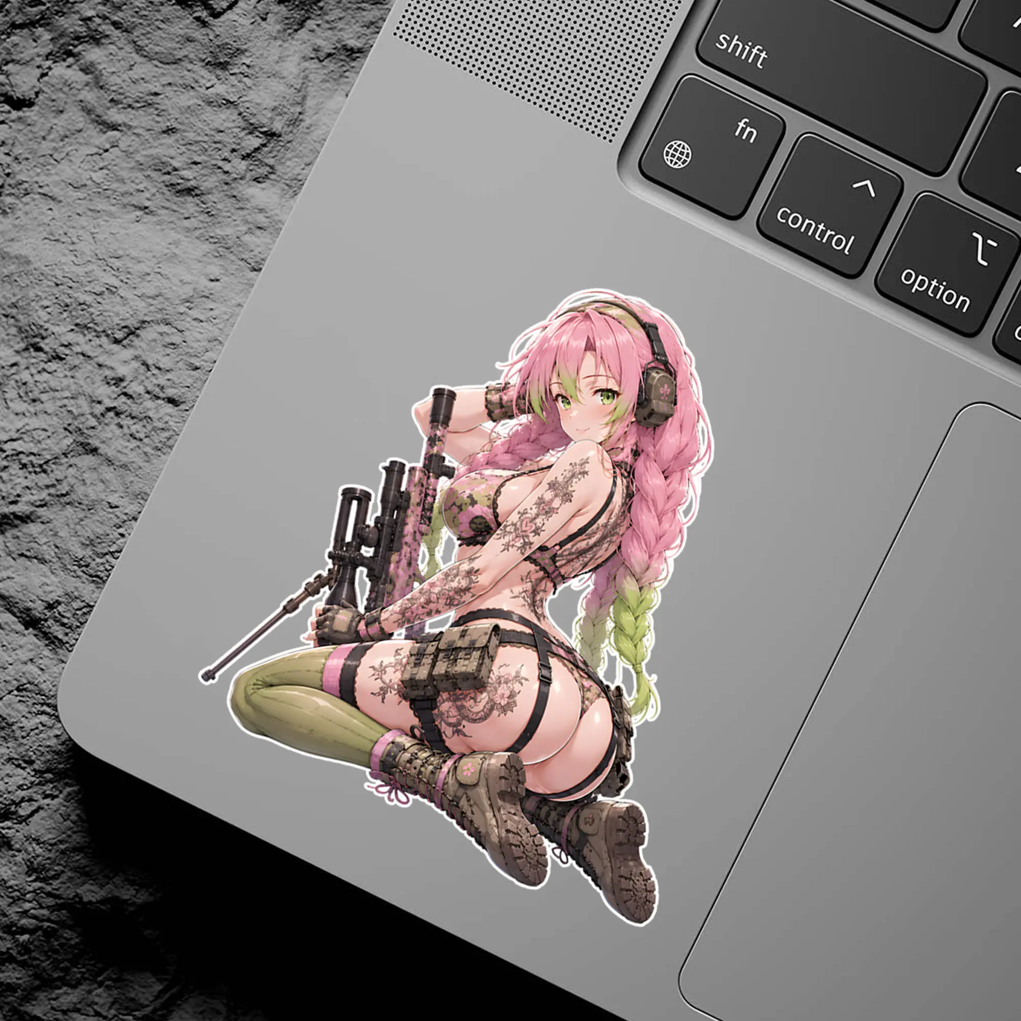 Mitsuri Kanroji Hunter Anime Girl Vinyl Sticker, Waifu Hunting Decor Waterproof Die Cut Sniper Girl, Decal for Laptop Notebook Car