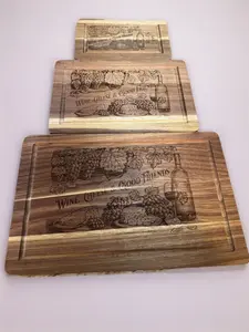 Acacia Wood Charcuterie Boards           Chopping Engraved Kitchen Set Stylish Wooden