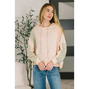 Floral Patchwork Hooded Pullover