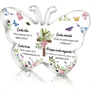 Spanish Christian Acrylic Gifts - Religious Inspirational Gifts with Bible Verse Prayers for Women. Faith Keepsake Paperweights for Home Decor and Scripture Gifts for Valentines and Birthday Celebrations.
