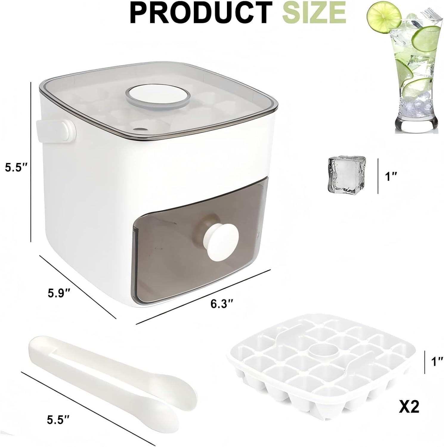 48 Cube Ice Maker with Easy Press Lid - Double-deckportable design includes silicone trays, durable plasticconstruction for DIY frozen food and beverages, ideal forsummer beverages, Countertop Ice Maker, BeverageCooling, Modern Kitchen Gadgets