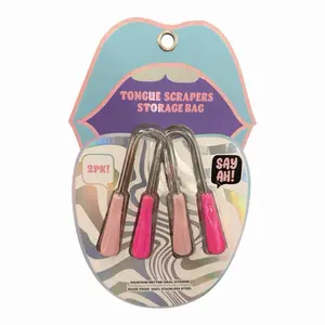 2-pc Tongue Scraper, 304 Stainless Steel Oral Care Tool for Fresh Breath & Plaque Removal