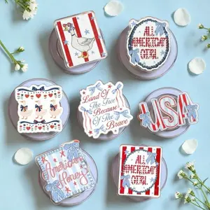 Patriotic America Girl MagSafe Phone Grip Set, Magnetic Pop Socket Kickstand, USA Bow Phone Holder Gift for 4th of July
