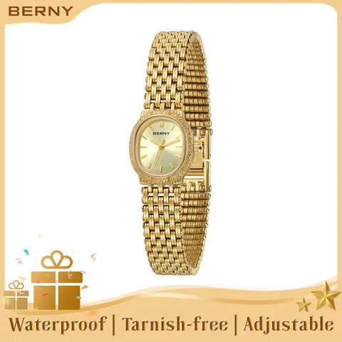 BERNY Gold Watch for Women Vintage Dainty Bracelet Watch All Stainless Steel Ladies Mini Quartz Wristwatch Tiny Fashion 3ATM Waterproof Old Money Reloj Dorado Adjustable Bracelet Tools Included Christmas Gift for Girl, Fall deals for you