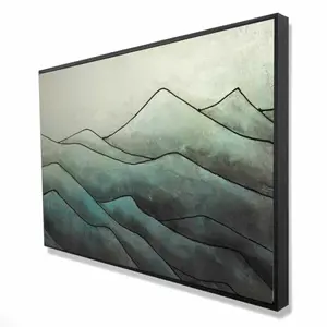 212 MAIN Framed Wall Print - 24x36 in Artistic Green Nature Wave Landscape Artwork, Decorative Artwork, Living Room Home Decor Supplies