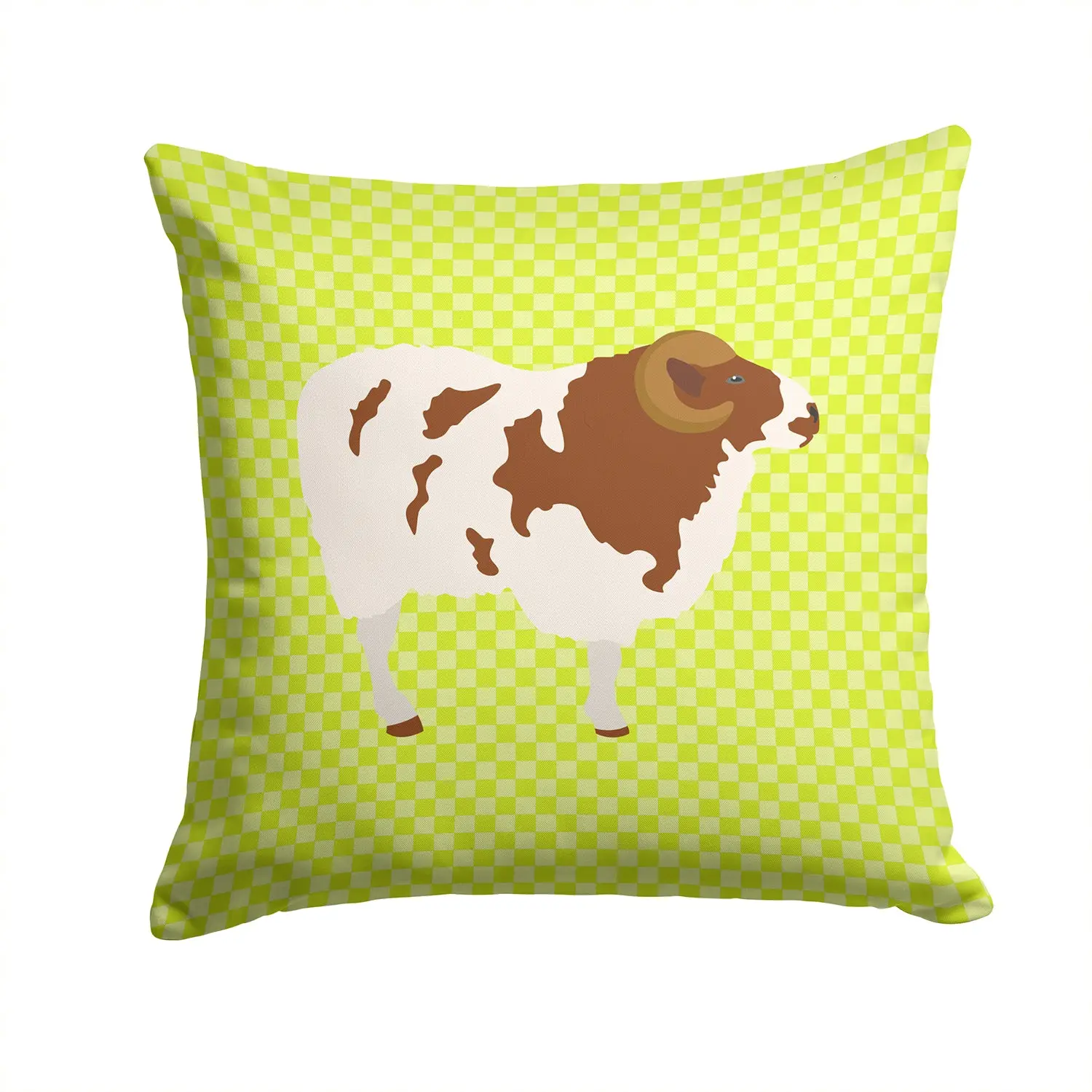 Jacob Sheep Green Decorative Throw Pillow 14x14 Indoor Outdoor Accent Cushion, Fabric Cover with Insert for Sofa, Bed, Porch & Living Room