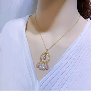 Freshwater pearl natural candy pendant paired with 18 inch necklace, classic and versatile, cute gift giving