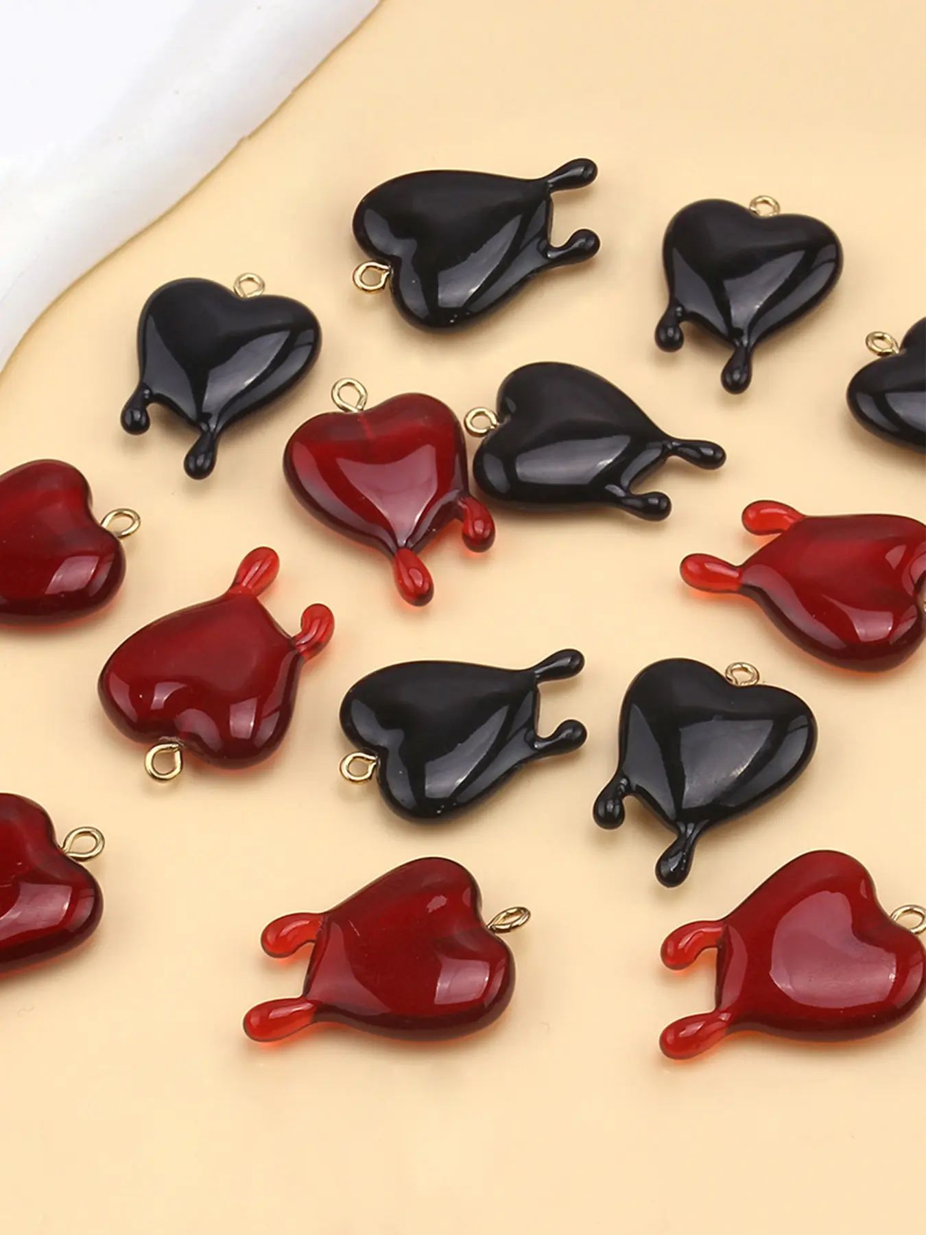 Halloween Red Black Heart Charms heart charms for jewelry making heart charm for necklace heart pendant charm for Halloween