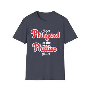 I Got Phingered at the PhilliesGame - Funny Baseball Tee for Fans, Retro Style Parody Shirt, Perfect for Game Day Laughs and Casual Outings
