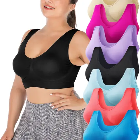 Women's Plus Size, Underwear, Breathable Comfy Innerwear, Soft Comfy Underwear Undergarments, Minimalist Breathable Shockproof Design, Comfortable Daily Wear, All Seasons, 7 Pieces, Soft Stretch Intimates, Daily Casual Underwear, Elastic Underwear