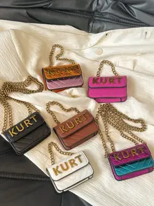 Portable Multifunctional New Letter Mini Shoulder Chain Bag, High-End Crossbody Small Square Bag, Casual Colorblock Style, All Seasons, Chain Crossbody Bags