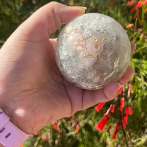 Natural Flower agate sphere with druzy Natural Flower agate sphere with druzy
