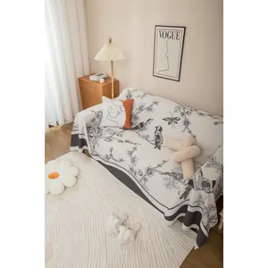 Couch cover blanket, stylish couch cover for sofa, pet-friendly sofa protector, multifunctional decorative sofa cover, size: 180x340 cm, floral plant print.