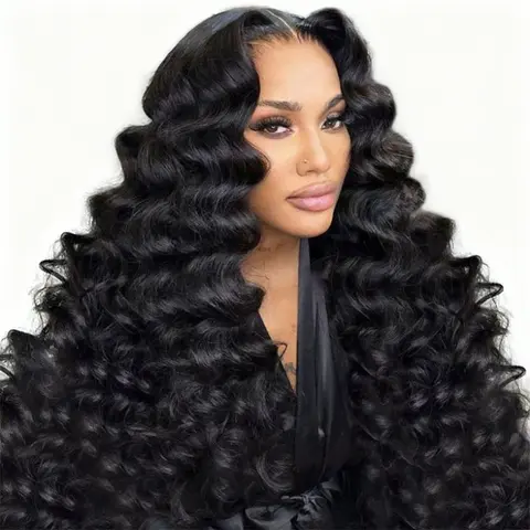 ZLIKE Time-Limited Deal: Female 28in Brazilian Lace Frontal Wig - Wigs Human Hair, 300% Density Loose Deep Wave Virgin Hair, Super Double Drawn, Adjustable Transparent Lace, Pre-Plucked Hairline ($266)