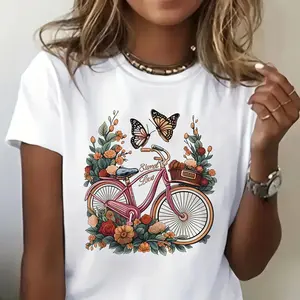 Unisex Korean-Style Oversized Printed Tee, Short-Sleeve Light Tropical Cotton Crew Neck T-Shirt, Breathable Soft Basic T-Shirts Women, Casual Streetwear Top for Summer,summervibes