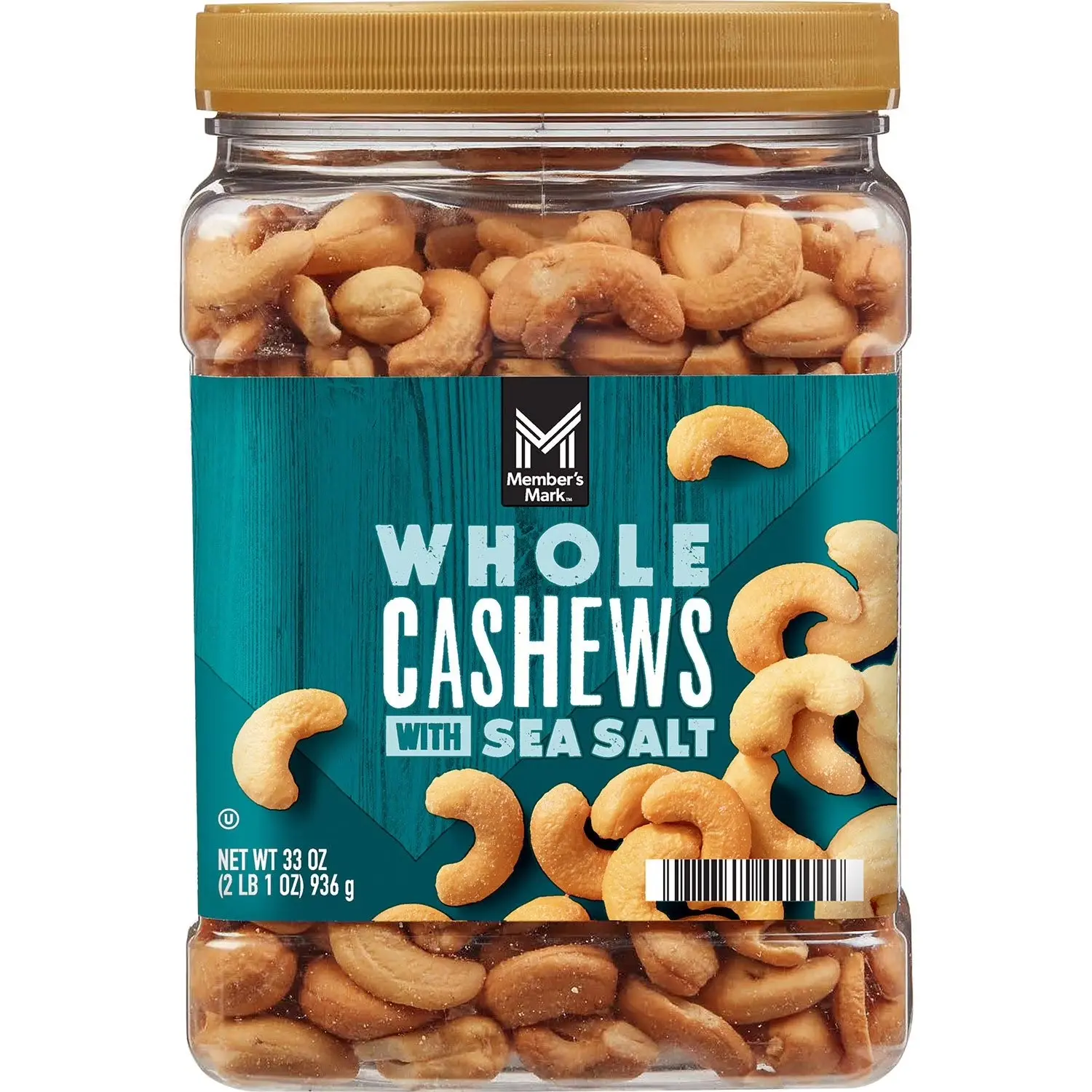 Member's Mark Roasted Whole Sea Salt Crunch Cashew Nuts, 33 oz Savory Salted Snack