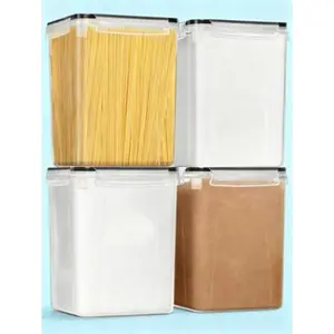 BPA-Free Large Airtight Food Storage Containers 5.2L 195oz, 4-Piece Kitchen Pantry Organizers for Flour Sugar Baking Supplies, Plastic Food Container Set with 20 Labels & Marker, Reusable Leak-Proof