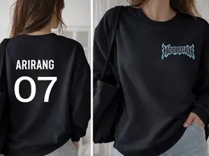 Oversized Streetwear Sweatshirt, ARIRANG 07 Back Print, Minimal Hooligan Graphic Crewneck