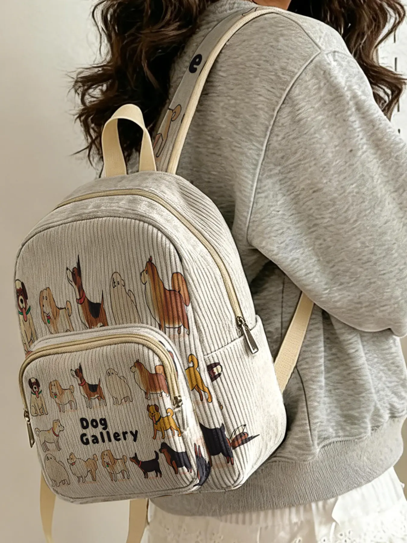 1 piece of Pink Daisy 2D Print Women's Backpack, Corduroy Texture with Multi-layer Storage | For School & Daily Outings, Stylish and Practical