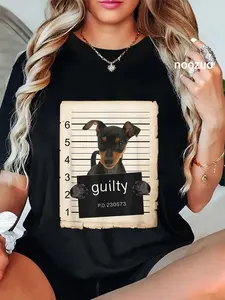 100% Cotton Miniature Doberman Pinscher Dog Mug Shot Bad Dog T-Shirt