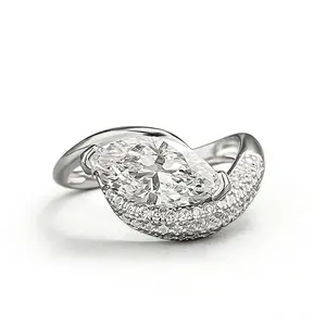 New 2025 925 Silver Ring 6*12 Marquise Diamond Ring European and American INS Style Wedding Ring for Women