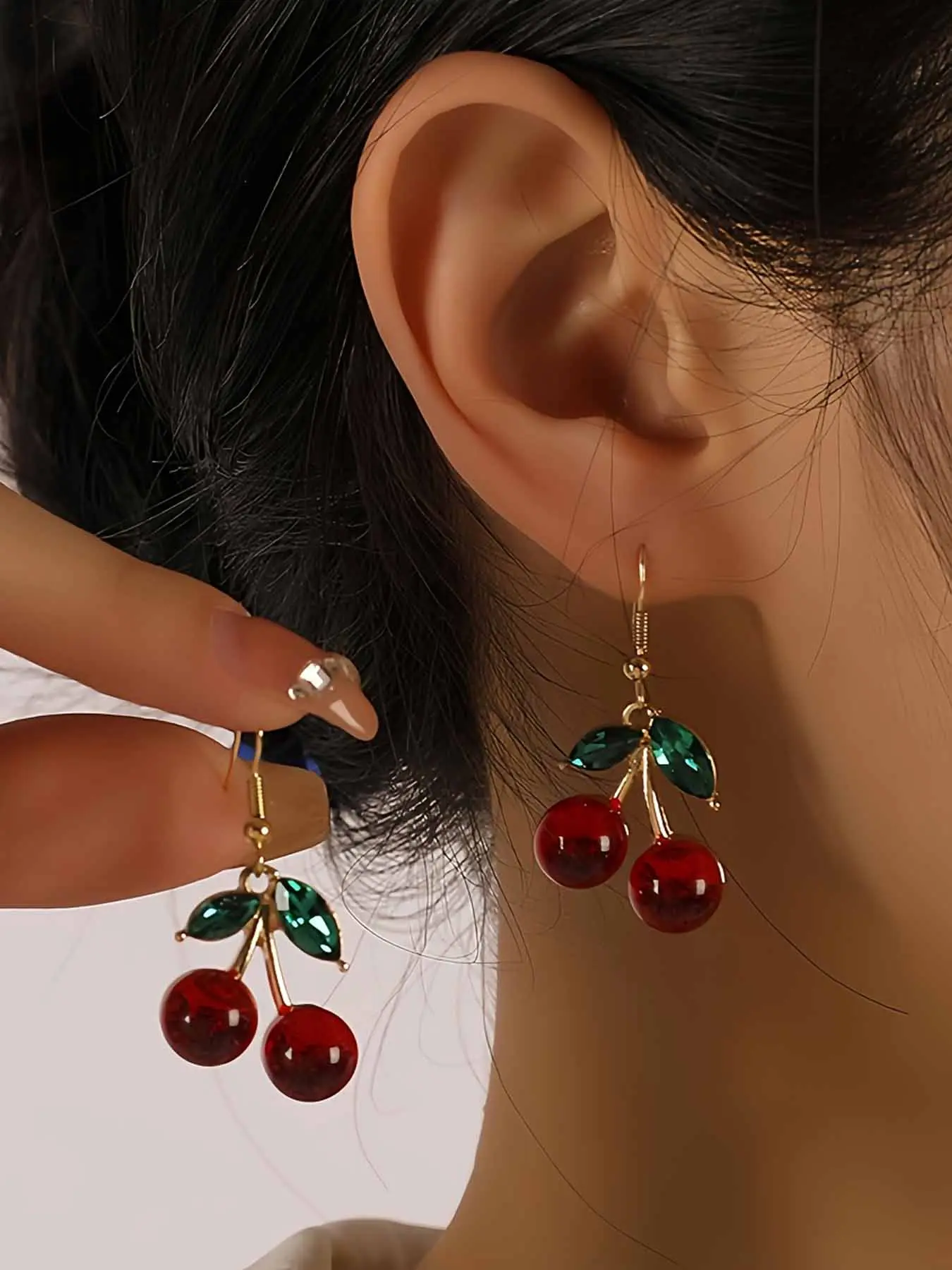 Cherry Earrings - Boho Style, Zinc Alloy with Synthetic Cubic Zirconia, Perfect for Daily Wear, Vacation, and Special Occasions, Everyday Earrings | Boho Earrings | Dangle Earrings