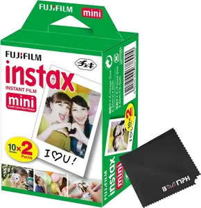 Fujifilm Instax Mini Instant Camera Film - 20 Shoots Total (10 Sheets x 2) - Capture Memories Anywhere - Boomph Performance Cloth for Optimal Picture Quality