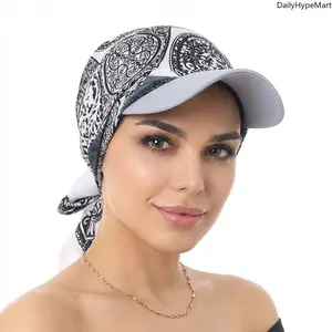 Satin Square Scarf Turban Hat, Outdoor Sun Protection Visor Cap for Women