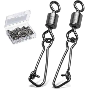Saltwater Rolling Fishing Swivel Tackle High Strength Fishing Snap Barrel Freshwater Trolling Swivel Snaps Lock Lure Connector Accessories