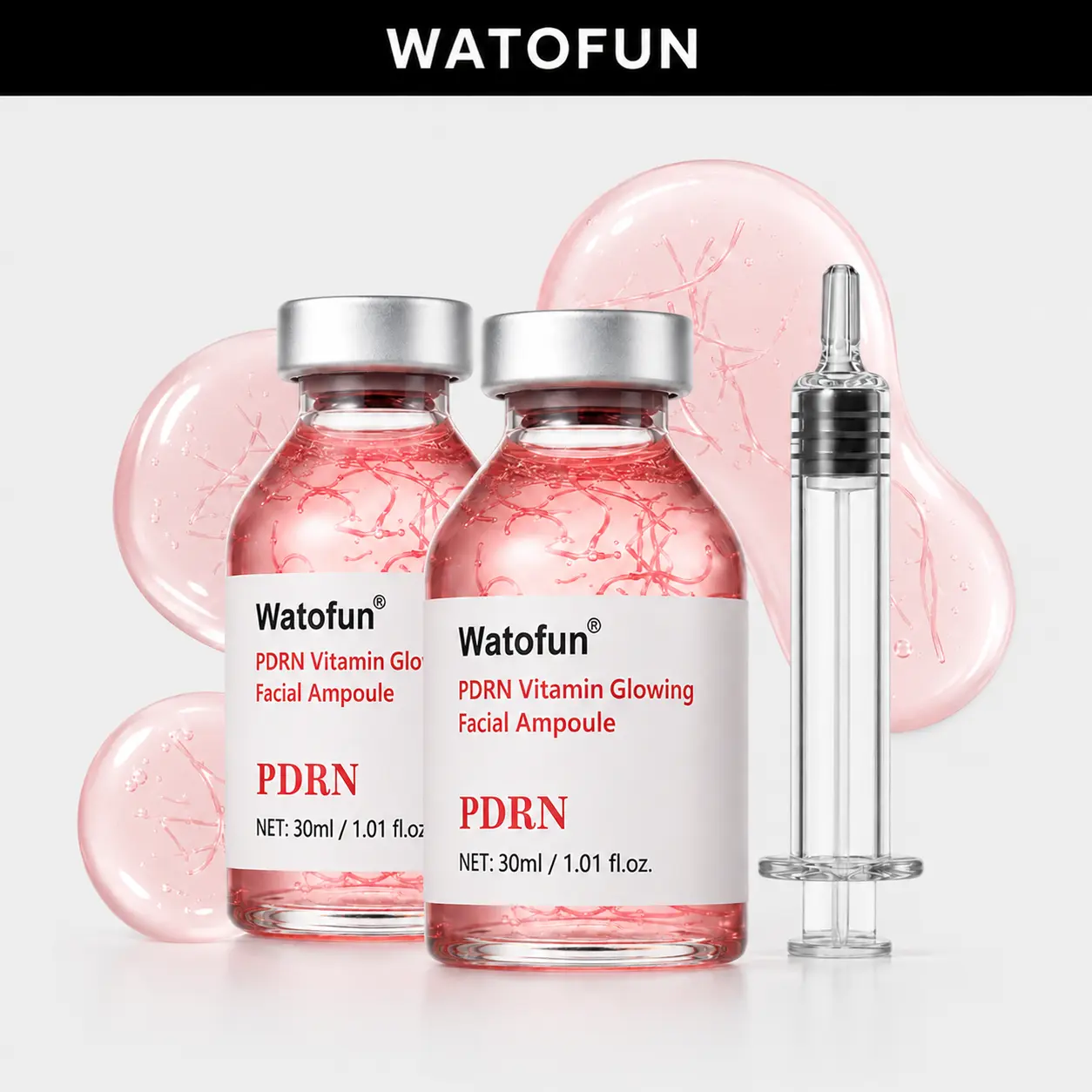 Watofun [30 ml × 2] PDRN Glow Boost Ampoule Treatment, advanced face serum, Korean aging cosmetics with elastic firming, deep hydration, wrinkle and fine line repair for radiant glass skin